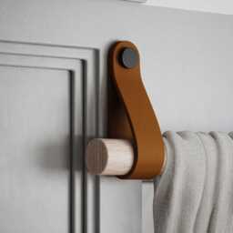 Curtain Rod Holder, Leather Wall Strap, Quilt Hanger, Handmade Macrame Display in 27 Colors - thumbnail 2