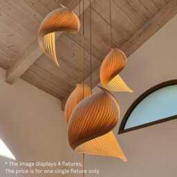 Wood Chandelier Lighting Japandi Style Pendant Lamp - Scandi Kitchen-And-Dining Light Fixture Staircase Lampshade Veneer Sculptural Wing - thumbnail 1