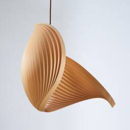 Wood Chandelier Lighting Japandi Style Pendant Lamp - Scandi Kitchen-And-Dining Light Fixture Staircase Lampshade Veneer Sculptural Wing - thumbnail 3