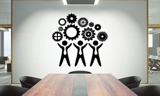 Teamwork Gears Vinyl Wall Decal Office Decor 900Re - image 1