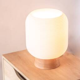 Kumo Oak Table Lamp, 3D Printed Lantern, Minimalist Desk Lamp - thumbnail 4