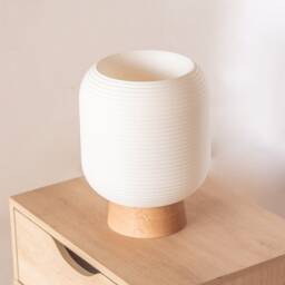 Kumo Oak Table Lamp, 3D Printed Lantern, Minimalist Desk Lamp - thumbnail 2