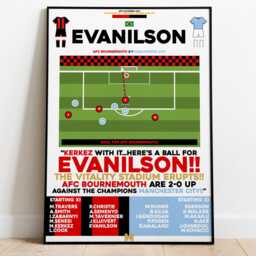 Evanilson V Manchester City Print, Afc Bournemouth Poster, Football Wall Art, Posters - thumbnail 2