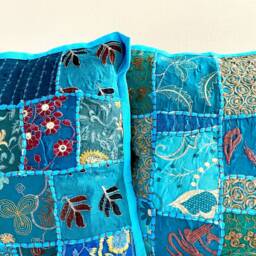 Handmade Embroidered Sari Patchwork Cotton Pillow Cover Indian Art. 40x40 cms, 16 Inches Square, Throw Bohemian, Ethnic Art.toronto Canada - thumbnail 2