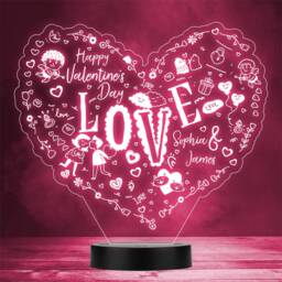 Love Doodles Icons Valentine's Day Cupid Personalised Gift Colour Night Light - thumbnail 1