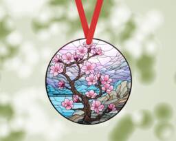 Pink Cherry Blossom Charm - Hanging Ornament Car Christmas Tree Decoration Xmas Bauble Room - thumbnail 1
