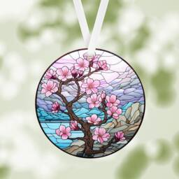 Pink Cherry Blossom Charm - Hanging Ornament Car Christmas Tree Decoration Xmas Bauble Room - thumbnail 2