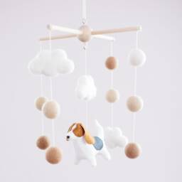 Handmade Basset Hound Baby Mobile Wool Felt Nursery Decor - thumbnail 2