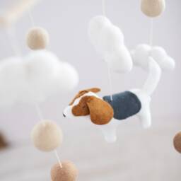 Handmade Basset Hound Baby Mobile Wool Felt Nursery Decor - thumbnail 4