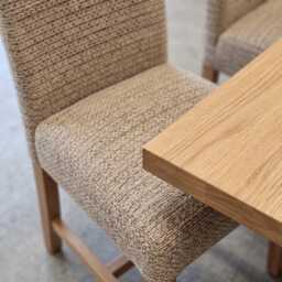 Set Of 2 Light Mocha Fabric Dining Chairs - Upholstered Ready Assembled - thumbnail 2