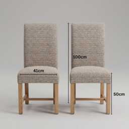 Set Of 2 Light Mocha Fabric Dining Chairs - Upholstered Ready Assembled - thumbnail 3