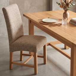 Set Of 2 Light Mocha Fabric Dining Chairs - Upholstered Ready Assembled - thumbnail 4