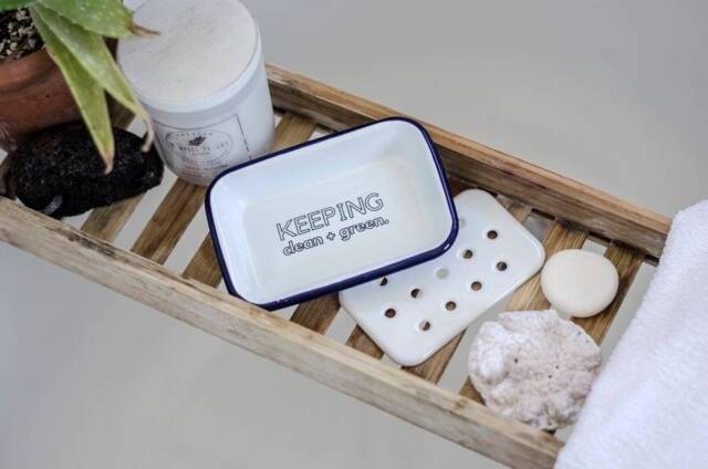 Keeping Clean + Green - Engraved Enamel Soap Dish - image 1
