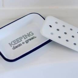 Keeping Clean + Green - Engraved Enamel Soap Dish - thumbnail 2