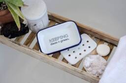 Keeping Clean + Green - Engraved Enamel Soap Dish - thumbnail 1