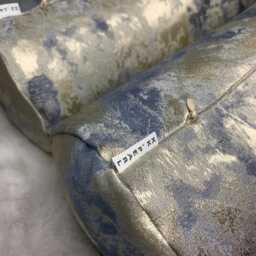 Navy Gold Bolster Cushion For Bed - Chic Bedroom Accessory Tessere Midnight - thumbnail 3