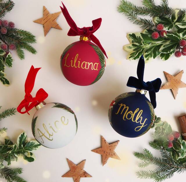 Large Luxury Hand Painted Personalised Ceramic Bauble With Gift Box / - image 1
