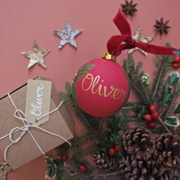 Large Luxury Hand Painted Personalised Ceramic Bauble With Gift Box / - thumbnail 2