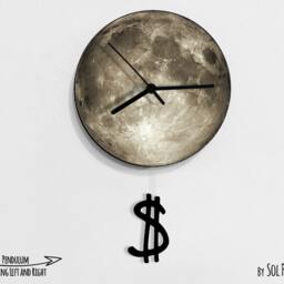 Dollar Swinging On The Moon - Wall Clock With Pendulum Clock Unique Decor Gift Idea - thumbnail 2