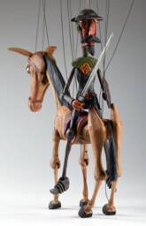 Don Quichotte & Rocinante Horse - Czech Marionettes Hand-Carved From Linden Wood - thumbnail 1