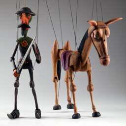 Don Quichotte & Rocinante Horse - Czech Marionettes Hand-Carved From Linden Wood - thumbnail 3