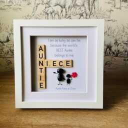 Auntie & Niece Scrabble Frame Gift - Pebble Art Picture Birthday Or Mother's Day For Handmade UK - thumbnail 3