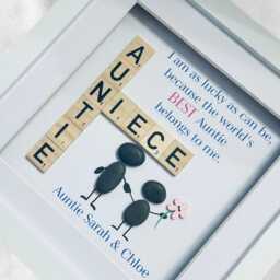 Auntie & Niece Scrabble Frame Gift - Pebble Art Picture Birthday Or Mother's Day For Handmade UK - thumbnail 3