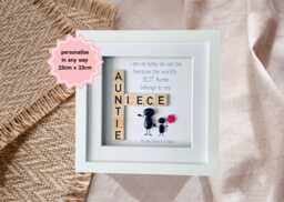 Auntie & Niece Scrabble Frame Gift - Pebble Art Picture Birthday Or Mother's Day For Handmade UK