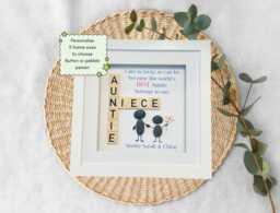 Auntie & Niece Scrabble Frame Gift - Pebble Art Picture Birthday Or Mother's Day For Handmade UK