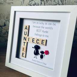 Auntie & Niece Scrabble Frame Gift - Pebble Art Picture Birthday Or Mother's Day For Handmade UK - thumbnail 2