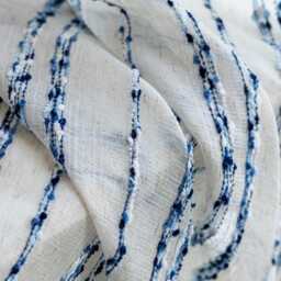 Blue Striped Sheer Curtains, Polyester Linen Panels, Coastal Window Drapes - thumbnail 3