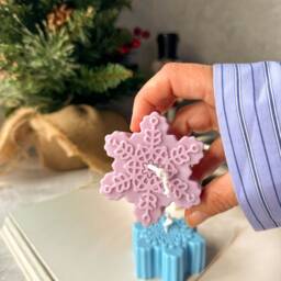 Snowflake Soy Wax Candle - Christmas Home Decor, Stocking Filler - thumbnail 4