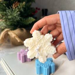 Snowflake Soy Wax Candle - Christmas Home Decor, Stocking Filler - thumbnail 2