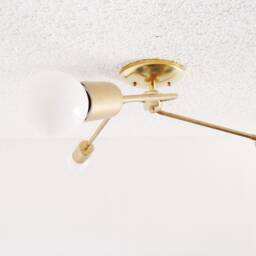 Brass Flush Mount - Modern Ceiling Light 3 Arm Pinwheel Bathroom Minimalist Bedroom Dining Room Contemporary Ul Listed - thumbnail 3