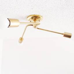 Brass Flush Mount - Modern Ceiling Light 3 Arm Pinwheel Bathroom Minimalist Bedroom Dining Room Contemporary Ul Listed - thumbnail 2