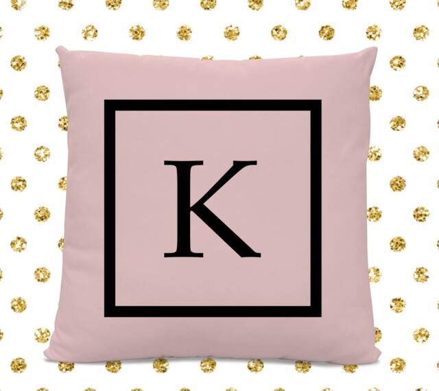 Initial Pillow - Letter With K Monogrammed Custom Throw Pink