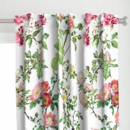Floral Curtain Panel - Botanical Watercolor Large Scale Roses Custom English Rose Victoria's Garden By Peacoquettedesigns - thumbnail 1