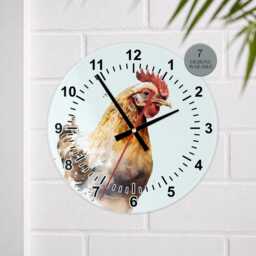 Glass Chicken Wall Clock - Unique Art Kitchen Farmhouse D??cor Hen Lover - thumbnail 3
