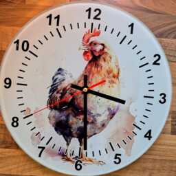Glass Chicken Wall Clock - Unique Art Kitchen Farmhouse D??cor Hen Lover - thumbnail 4
