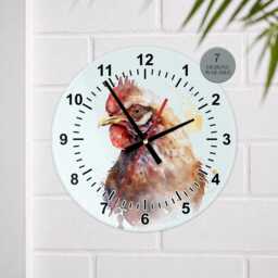 Glass Chicken Wall Clock - Unique Art Kitchen Farmhouse D??cor Hen Lover - thumbnail 2