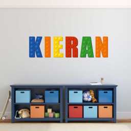 Personalised Building Block Name Decal - Kids Wall Sticker For Bedroom Decor Customizable Nursery Art in Vibrant Colors - thumbnail 2