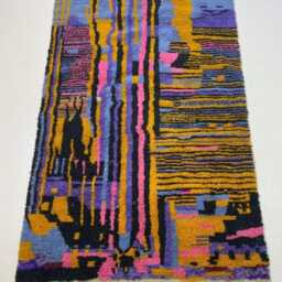 Handmade Moroccan Wool Rug Diamond Shag Carpet, Berber Design - thumbnail 3
