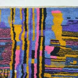Handmade Moroccan Wool Rug Diamond Shag Carpet, Berber Design - thumbnail 4