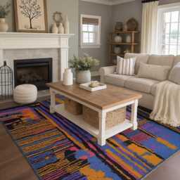Handmade Moroccan Wool Rug Diamond Shag Carpet, Berber Design - thumbnail 2