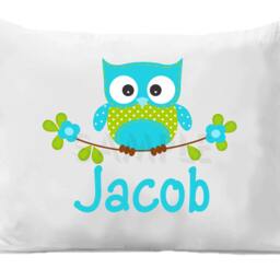 Personalized Owl Pillow Case, Kids Bedding - thumbnail 3