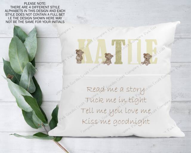 Personalised Cushion, Pocket Child Pillow, Book Holder, Pillow For Child, Sleep Aid, Christening Gift, Baby Gift - image 1