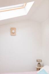 Wooden Wall Light With Curved Hourglass Shape & Glass Globe - thumbnail 1
