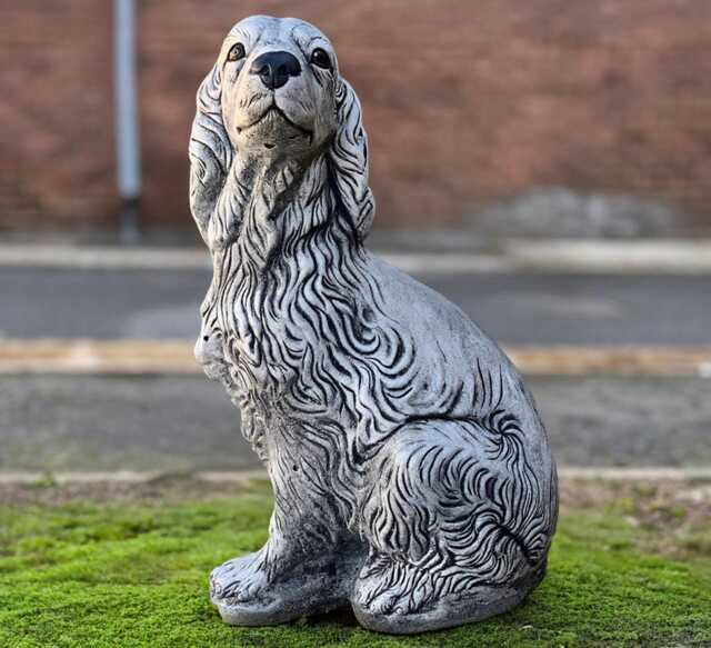 Large Cocker Spaniel Figurine Concrete Statue Stone Dog Sculpture Outdoor Pet Ornament Memorial Decor Spaniel Lover Gift - image 1