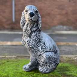 Large Cocker Spaniel Figurine Concrete Statue Stone Dog Sculpture Outdoor Pet Ornament Memorial Decor Spaniel Lover Gift - thumbnail 2