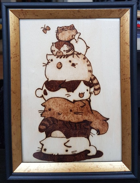 Cat Dog Pile - Woodburning Free Shipping Ca & Us - image 1